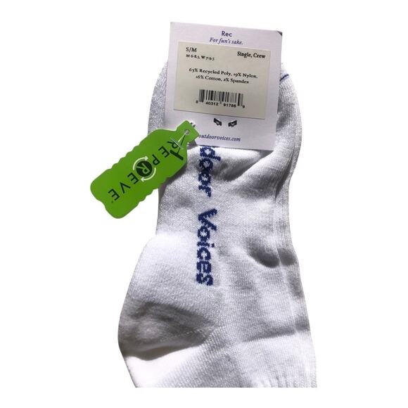 OUTDOOR VOICES NIP Unisex Full Cushion White Blue Graphic Crew Socks - Picture 11 of 15